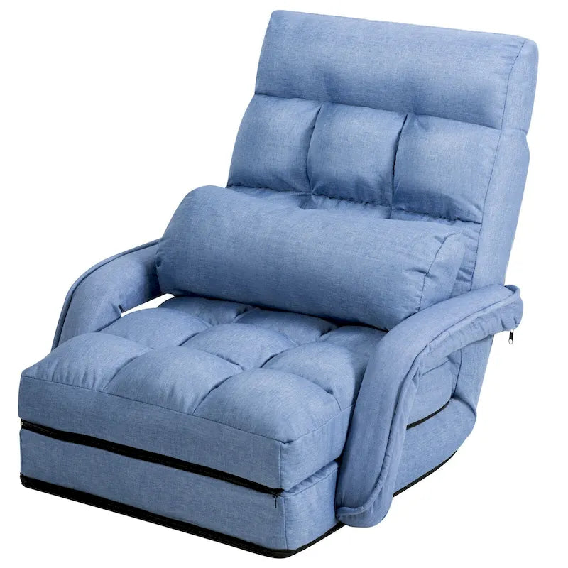 Canapé de sol pliant paresseux bleu, lit de chaise longue avec