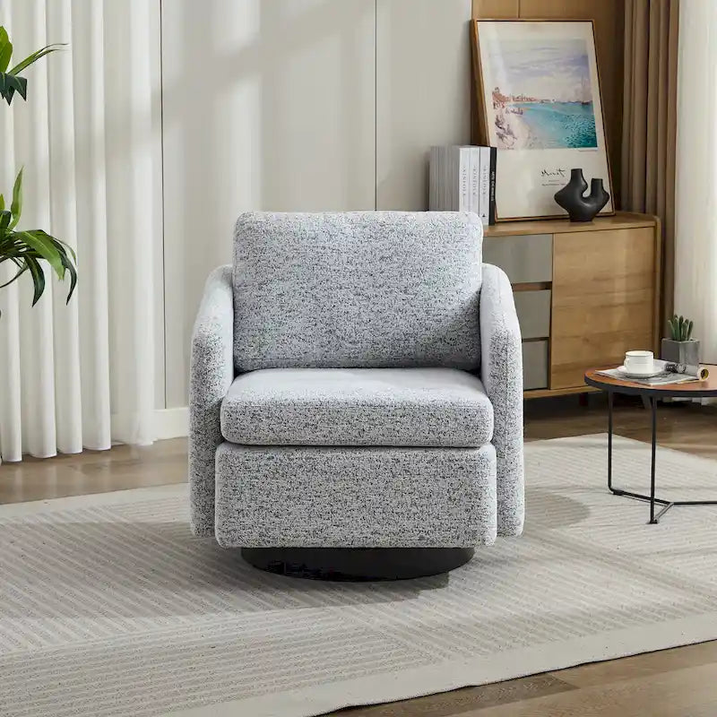 Fauteuil d'appoint pivotant en chenille pour salon