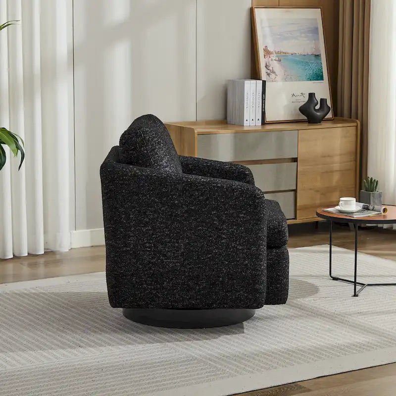 Fauteuil d'appoint pivotant en chenille pour salon