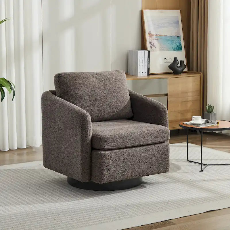 Fauteuil d'appoint pivotant en chenille pour salon
