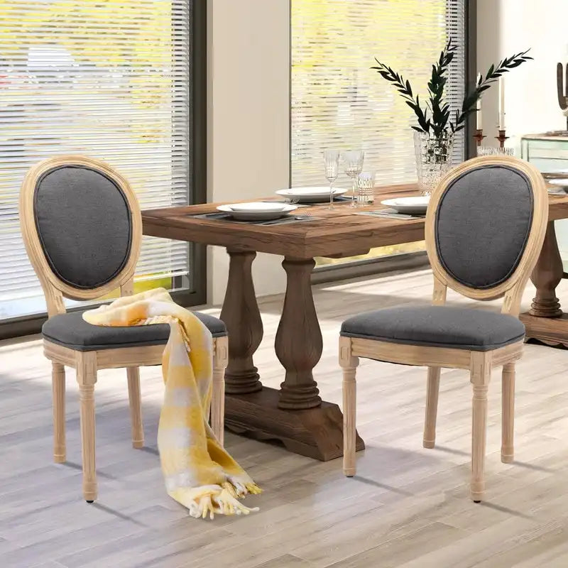 Chaises de salle à manger françaises en bois massif avec garniture cloutée (Lot de 2)