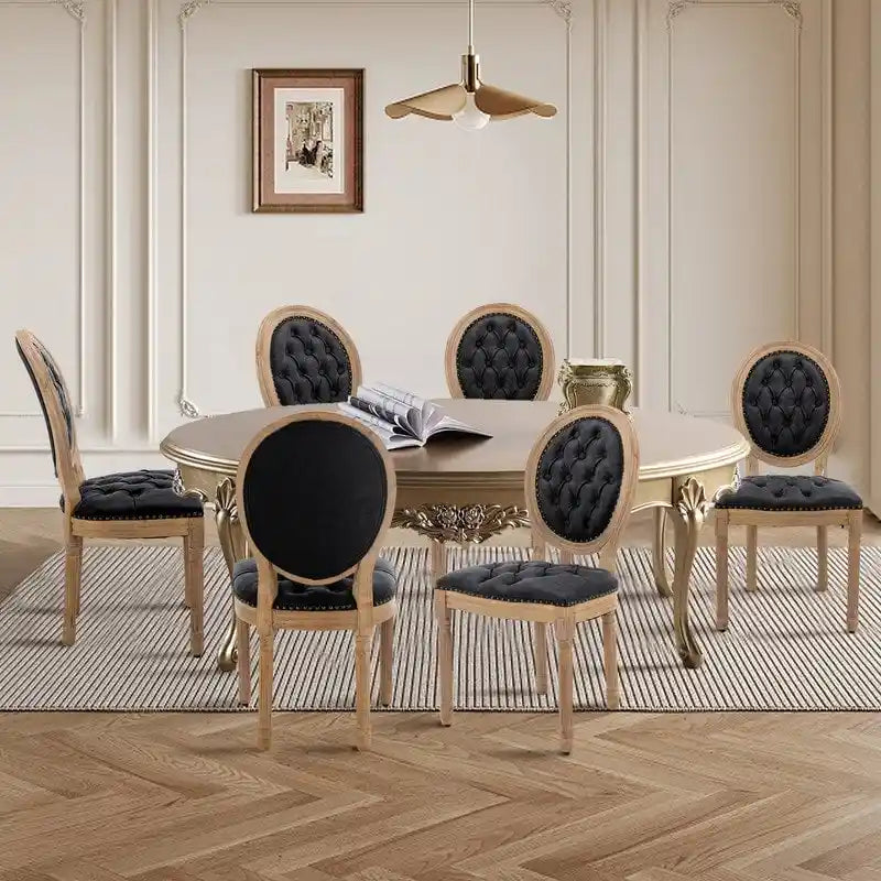 Chaises de salle à manger françaises en bois massif avec garniture cloutée (Lot de 2)