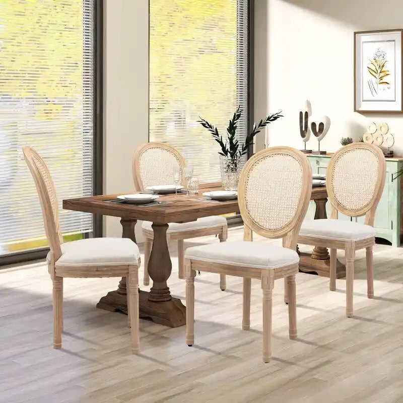 Chaises de salle à manger françaises en bois massif avec garniture cloutée (Lot de 2)