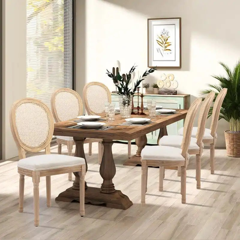 Chaises de salle à manger françaises en bois massif avec garniture cloutée (Lot de 2)