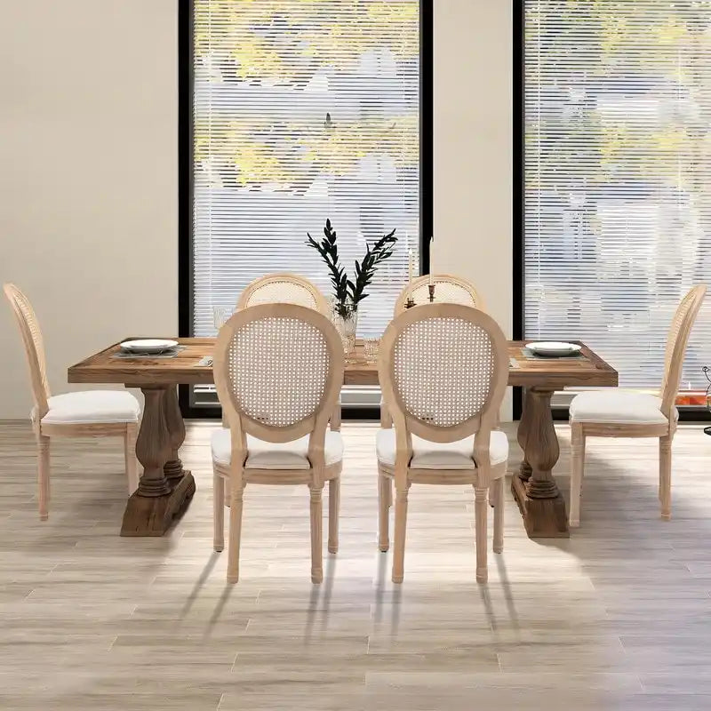 Chaises de salle à manger françaises en bois massif avec garniture cloutée (Lot de 2)