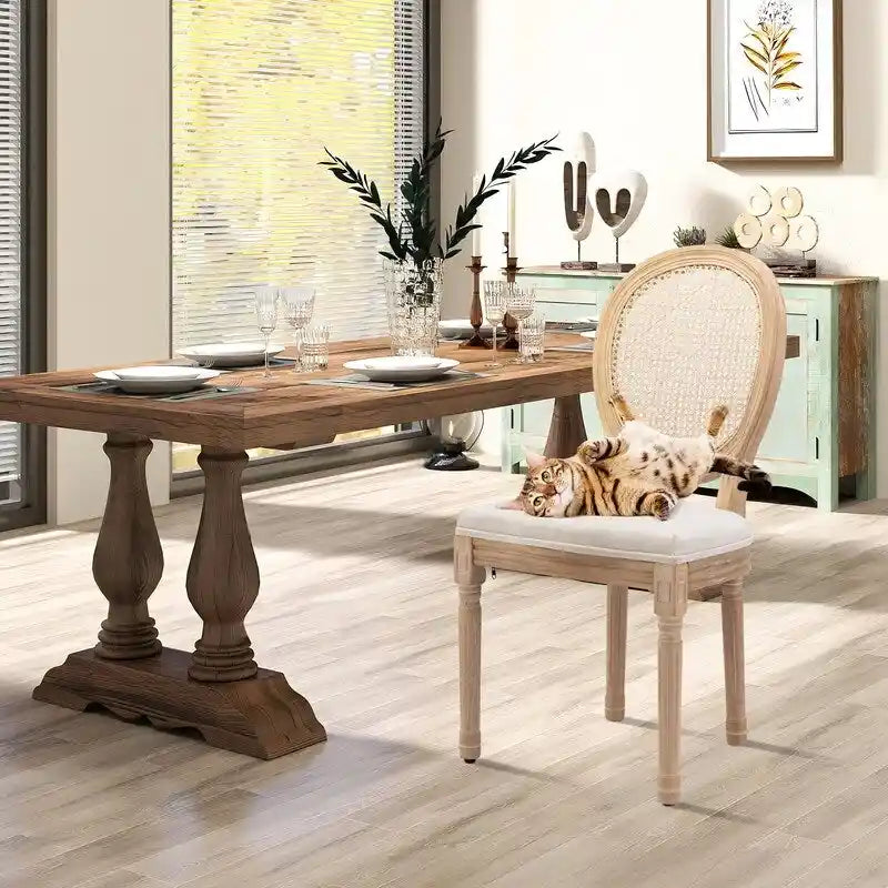 Chaises de salle à manger françaises en bois massif avec garniture cloutée (Lot de 2)