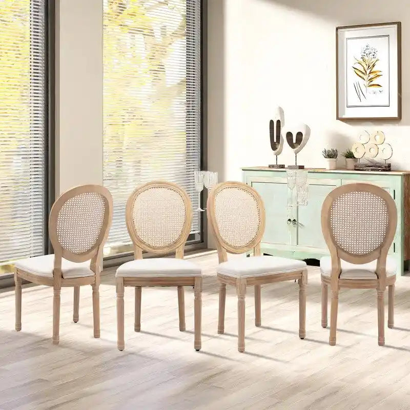 Chaises de salle à manger françaises en bois massif avec garniture cloutée (Lot de 2)