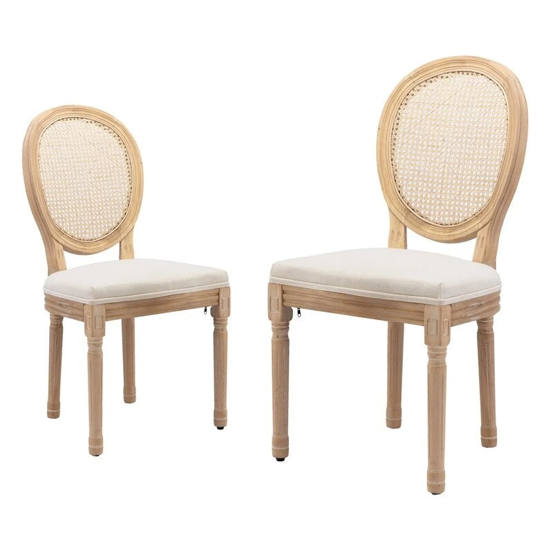 Chaises de salle à manger françaises en bois massif avec garniture cloutée (Lot de 2)