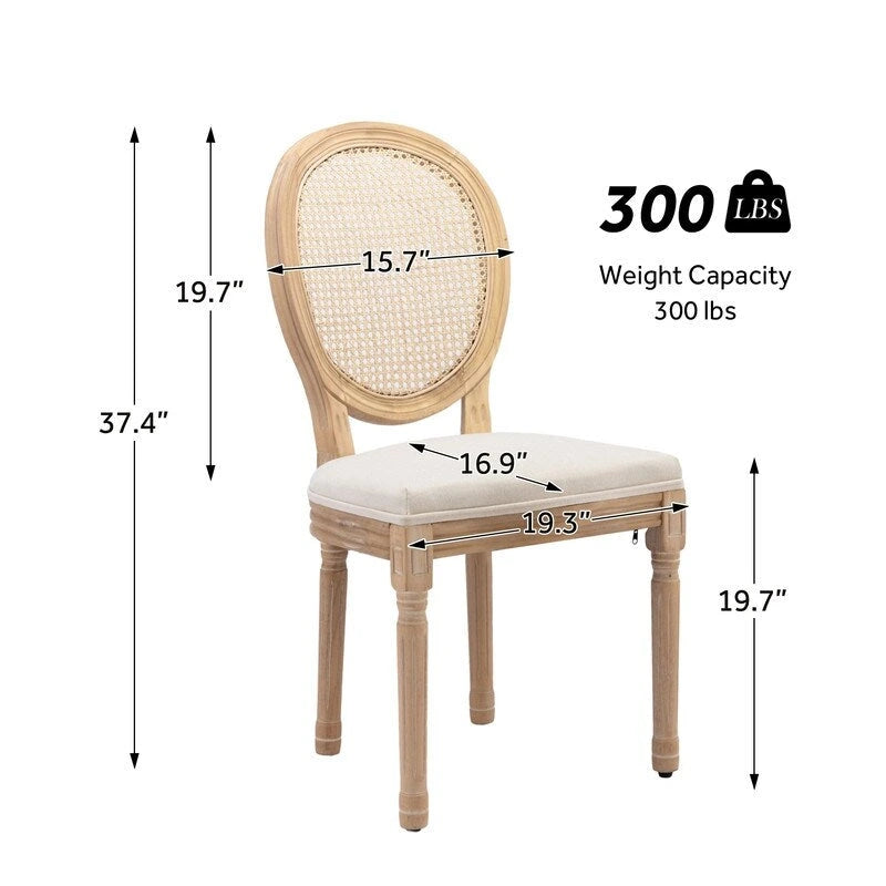 Chaises de salle à manger françaises en bois massif avec garniture cloutée (Lot de 2)