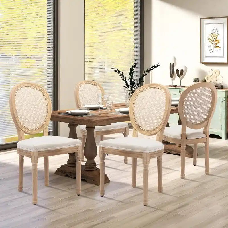 Chaises de salle à manger françaises en bois massif avec garniture cloutée (Lot de 2)