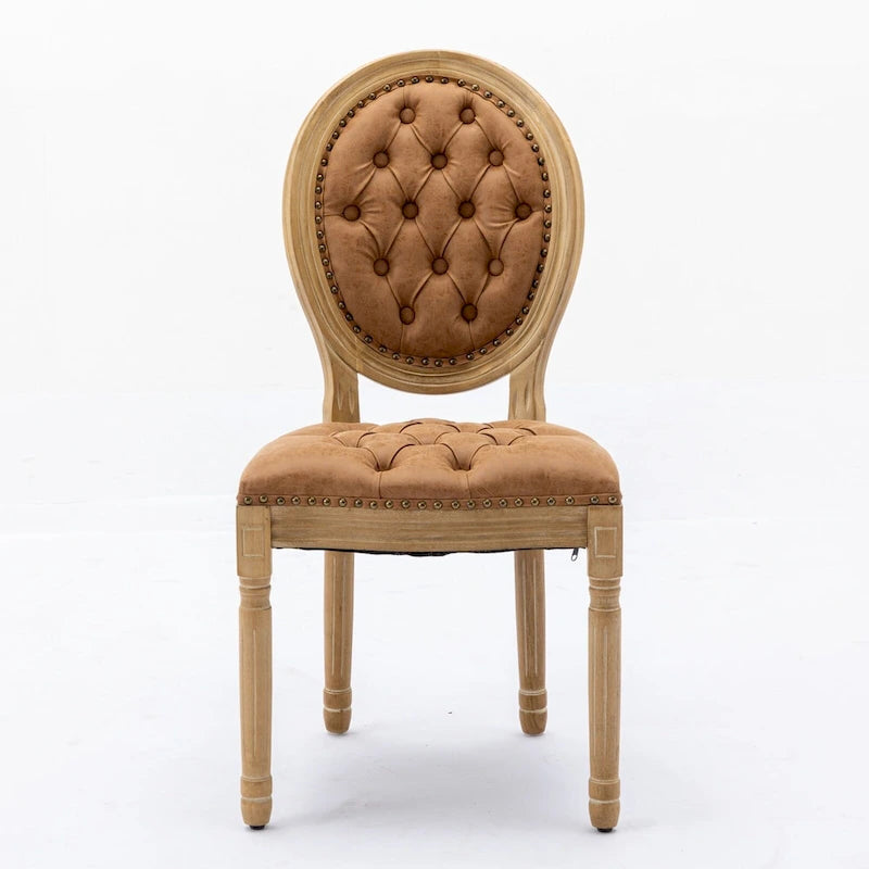 Chaises de salle à manger françaises en bois massif avec garniture cloutée (Lot de 2)
