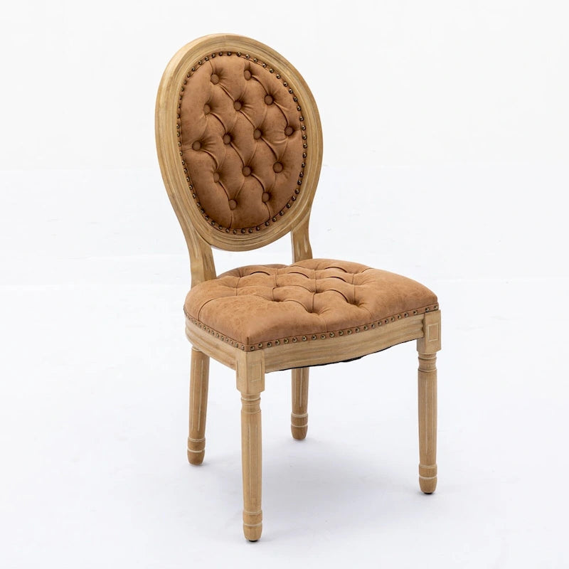 Chaises de salle à manger françaises en bois massif avec garniture cloutée (Lot de 2)