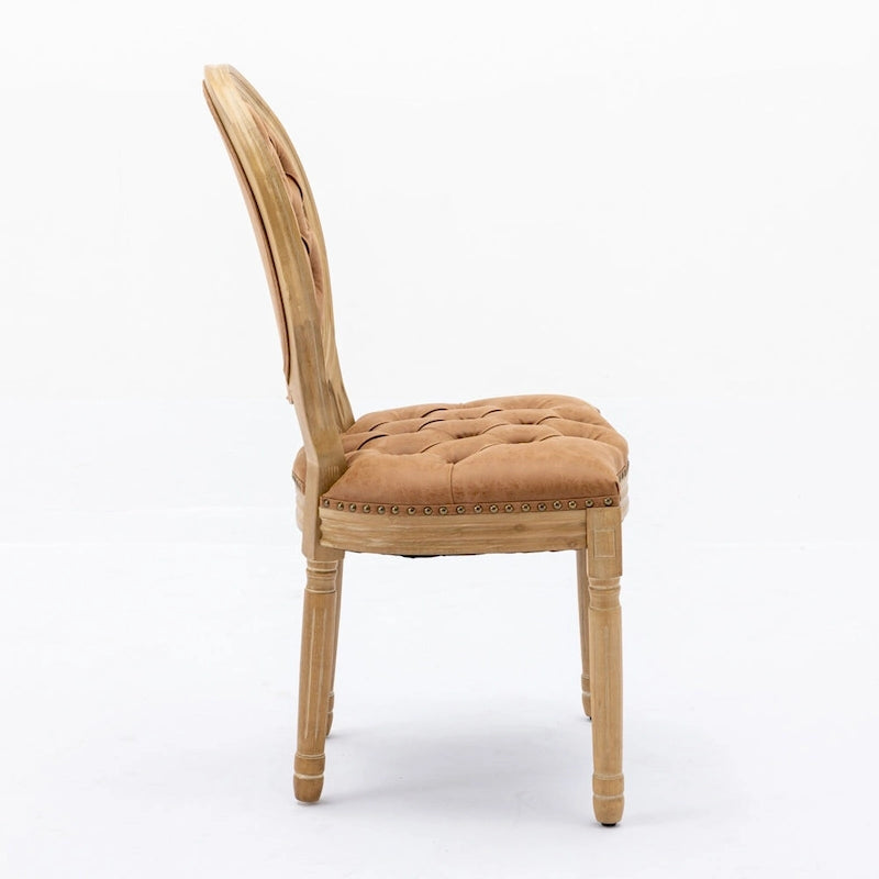 Chaises de salle à manger françaises en bois massif avec garniture cloutée (Lot de 2)