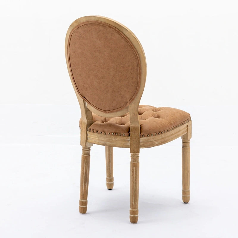 Chaises de salle à manger françaises en bois massif avec garniture cloutée (Lot de 2)