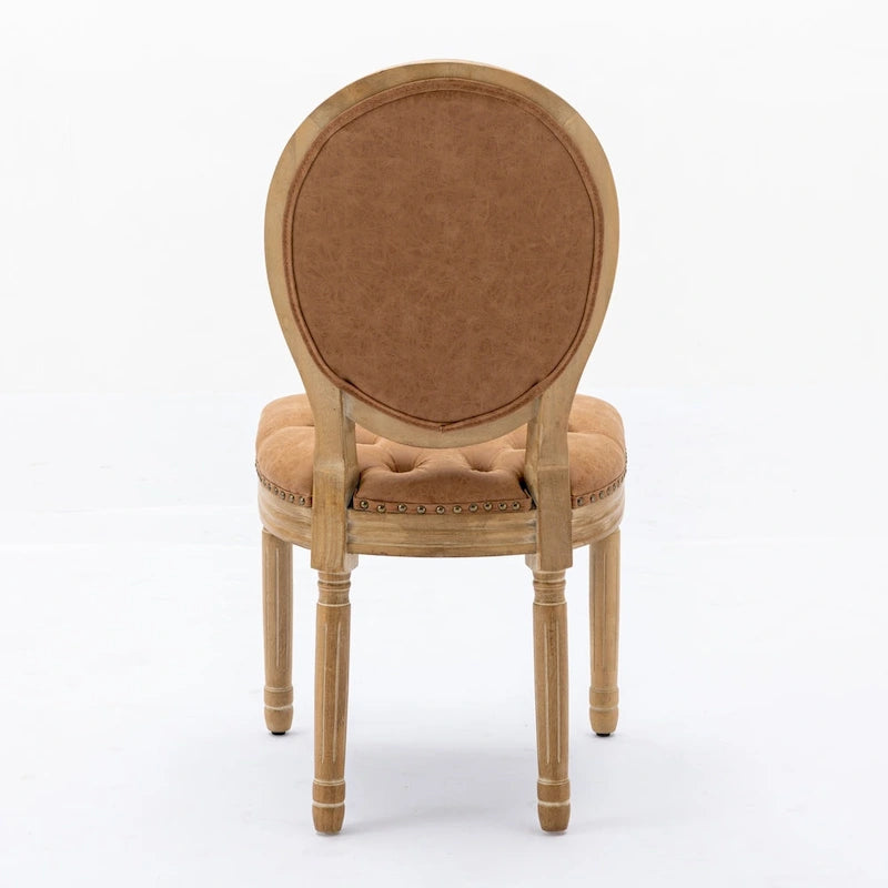 Chaises de salle à manger françaises en bois massif avec garniture cloutée (Lot de 2)