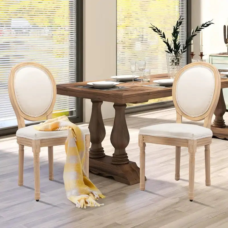 Chaises de salle à manger françaises en bois massif avec garniture cloutée (Lot de 2)