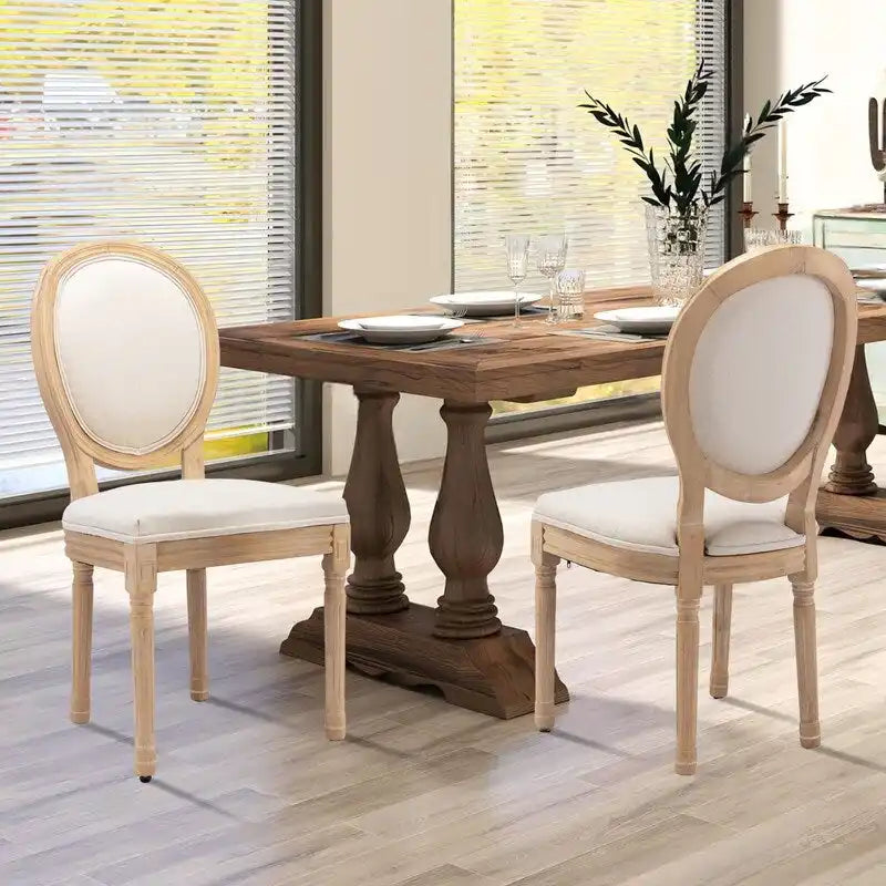 Chaises de salle à manger françaises en bois massif avec garniture cloutée (Lot de 2)