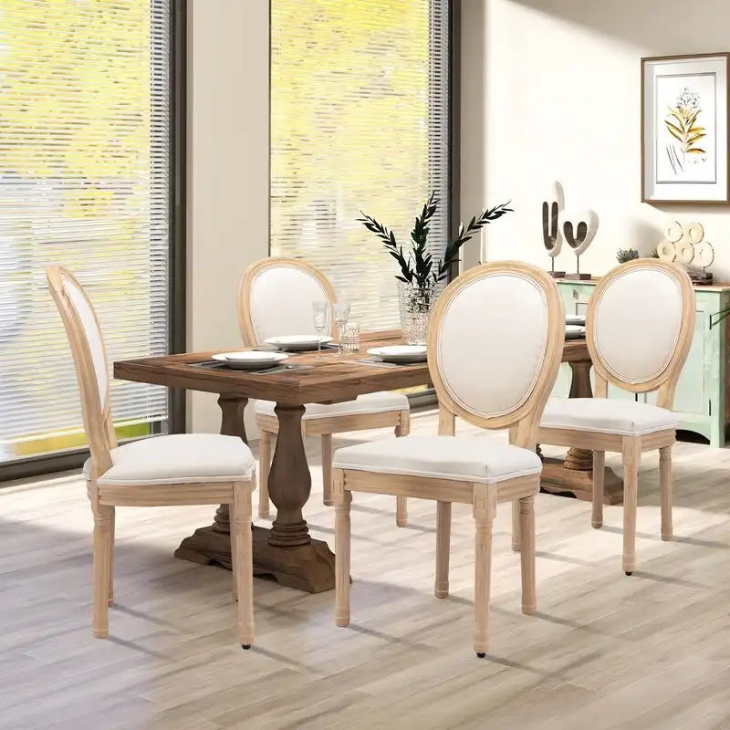 Chaises de salle à manger françaises en bois massif avec garniture cloutée (Lot de 2)