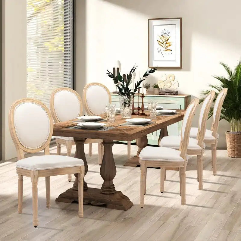 Chaises de salle à manger françaises en bois massif avec garniture cloutée (Lot de 2)