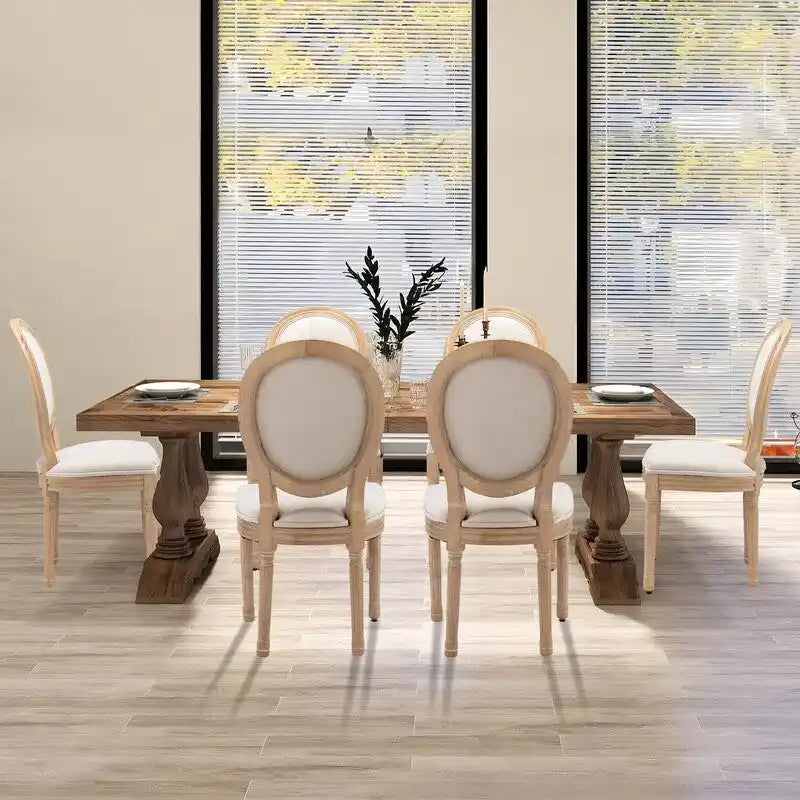 Chaises de salle à manger françaises en bois massif avec garniture cloutée (Lot de 2)