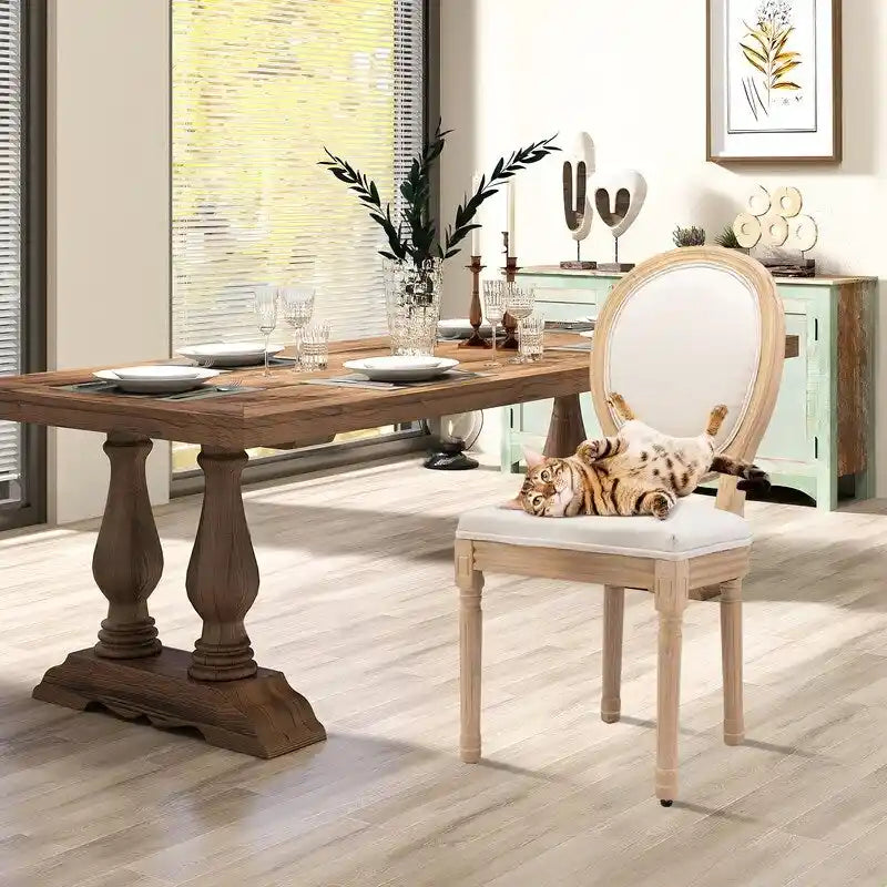 Chaises de salle à manger françaises en bois massif avec garniture cloutée (Lot de 2)