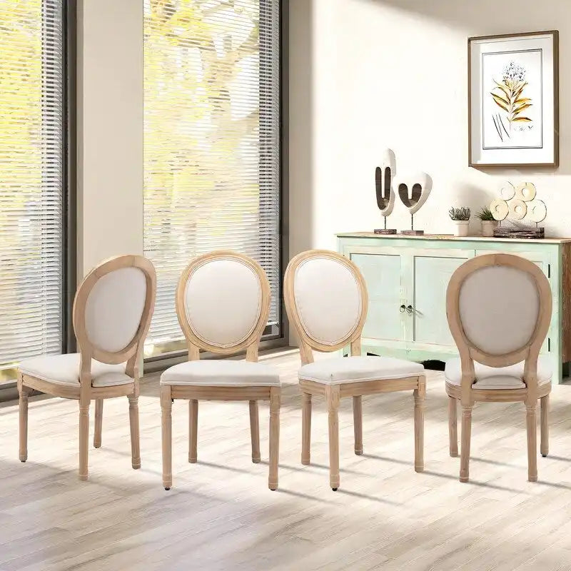 Chaises de salle à manger françaises en bois massif avec garniture cloutée (Lot de 2)
