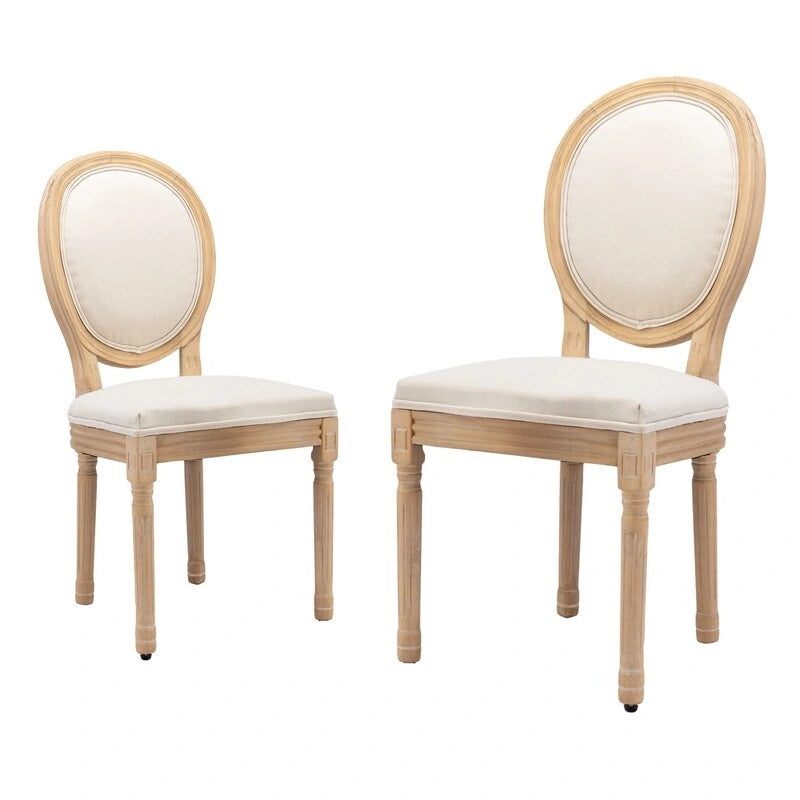 Chaises de salle à manger françaises en bois massif avec garniture cloutée (Lot de 2)