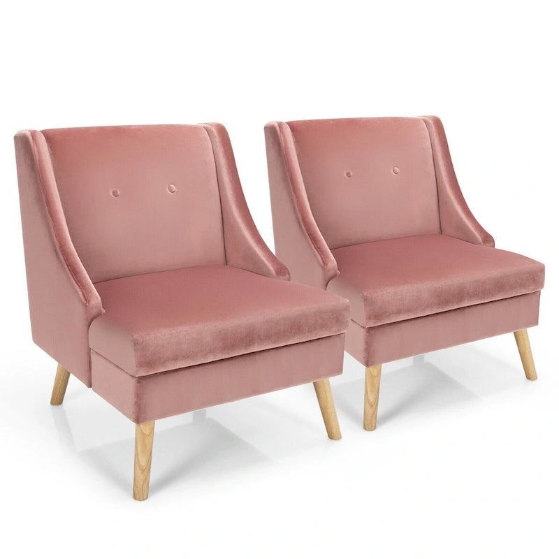 Lot de 2 fauteuils d'appoint en velours moderne avec caoutchouc – Voir détails