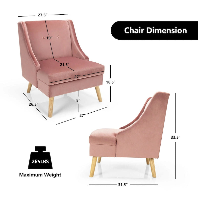 Lot de 2 fauteuils d'appoint en velours moderne avec caoutchouc – Voir détails