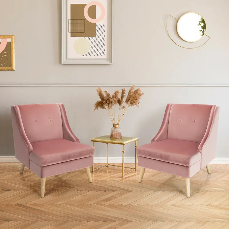 Lot de 2 fauteuils d'appoint en velours moderne avec caoutchouc – Voir détails