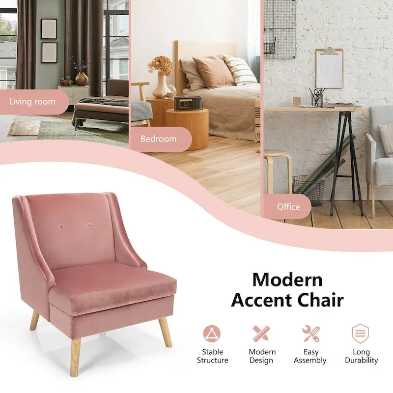 Lot de 2 fauteuils d'appoint en velours moderne avec caoutchouc – Voir détails