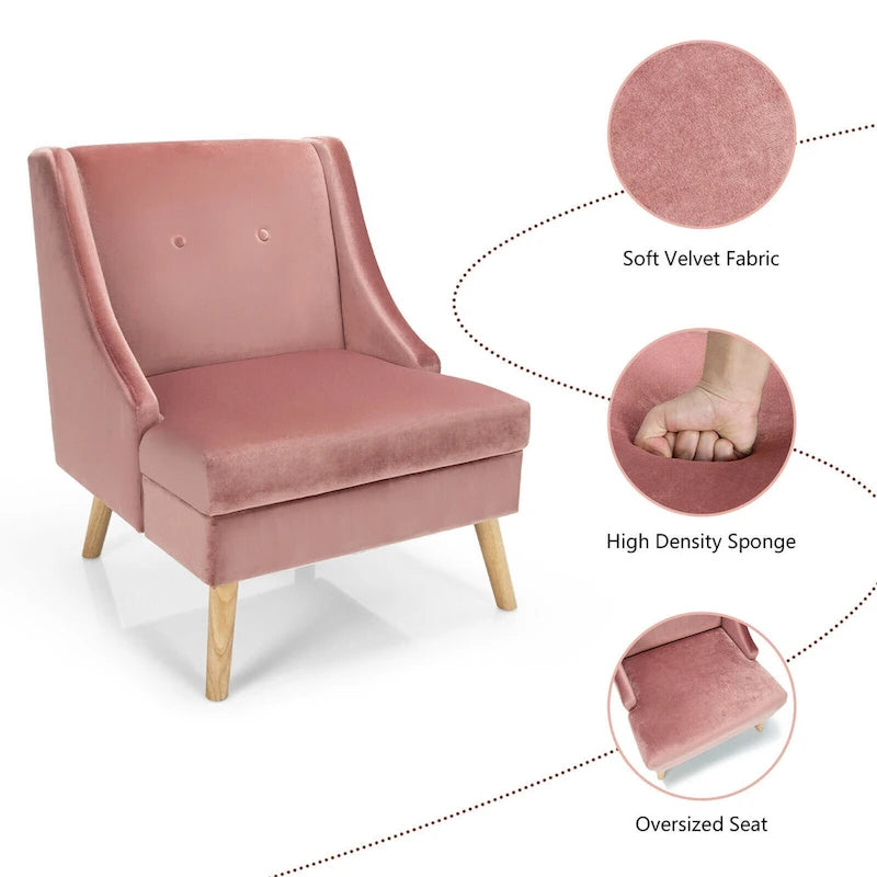 Lot de 2 fauteuils d'appoint en velours moderne avec caoutchouc – Voir détails
