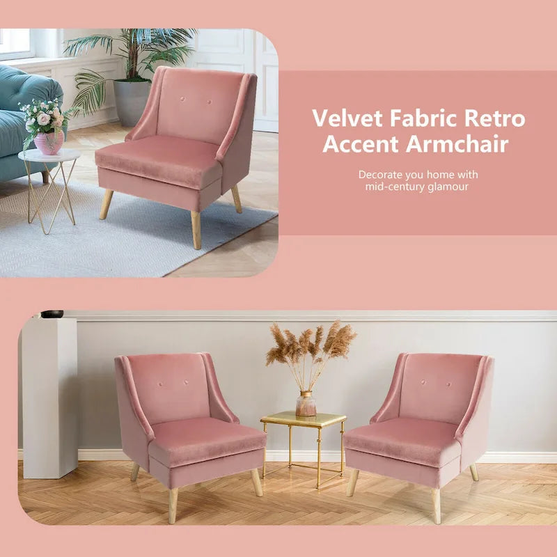 Lot de 2 fauteuils d'appoint en velours moderne avec caoutchouc – Voir détails