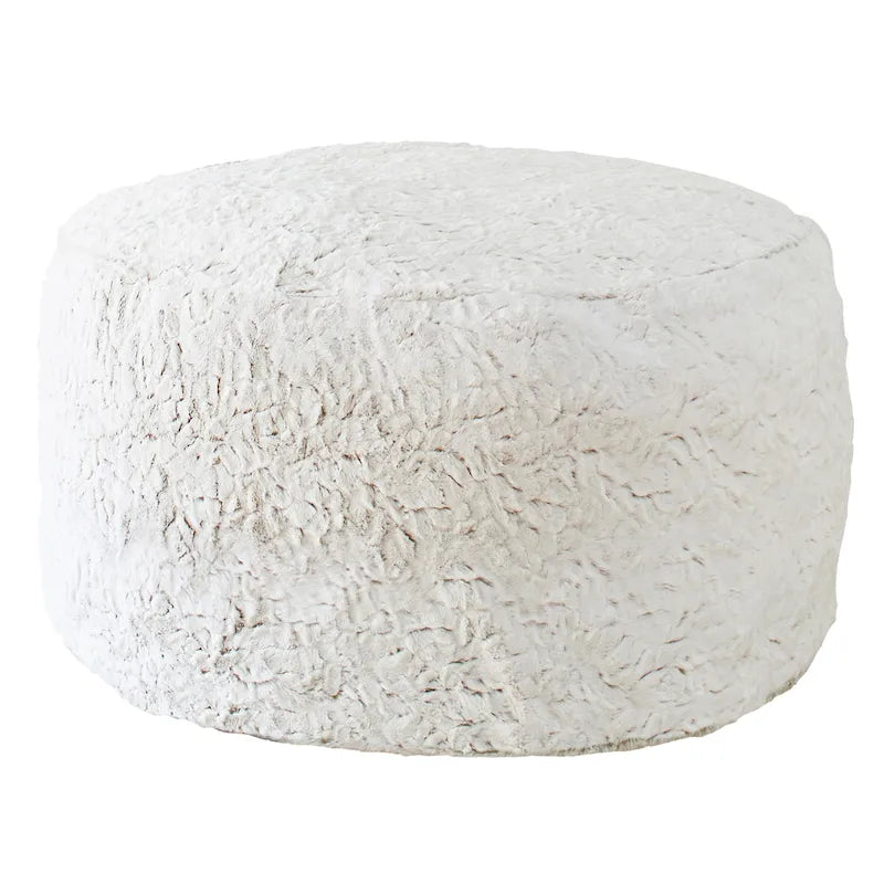 Grand pouf/ottoman rond en fausse fourrure pour l'intérieur