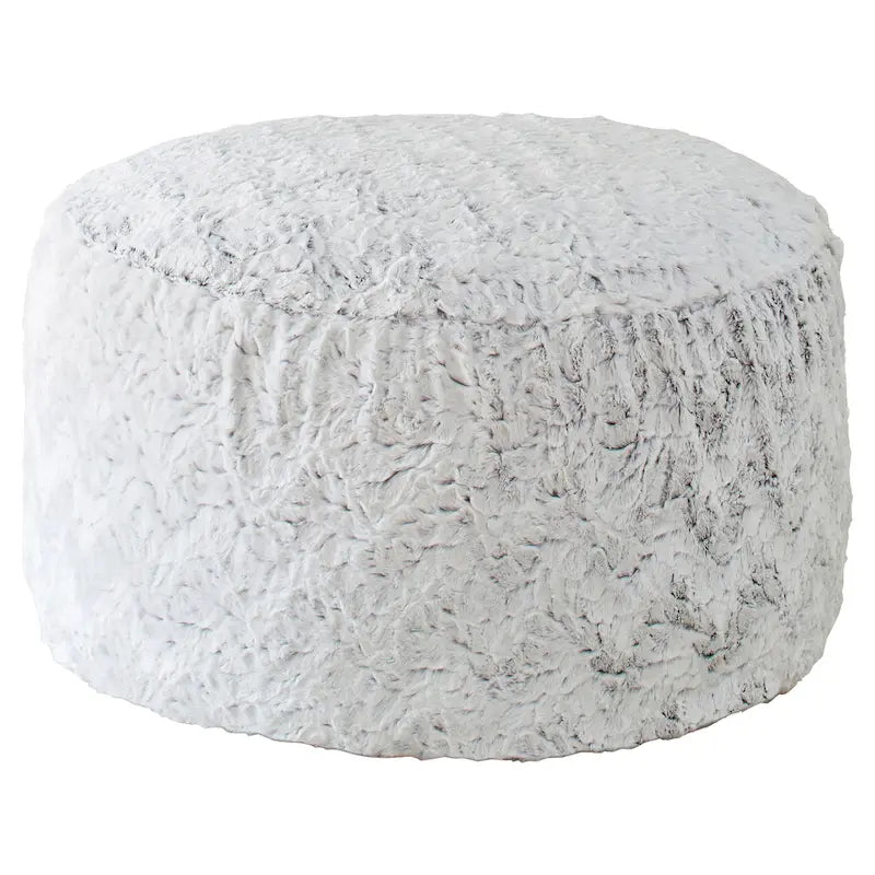 Grand pouf/ottoman rond en fausse fourrure pour l'intérieur