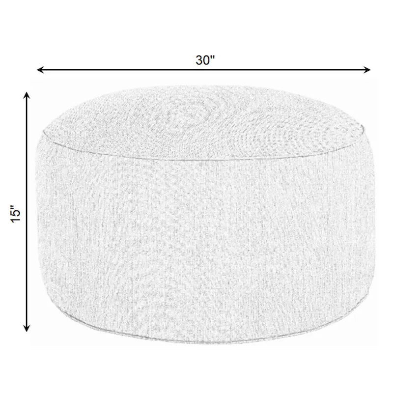 Grand pouf/ottoman rond en fausse fourrure pour l'intérieur