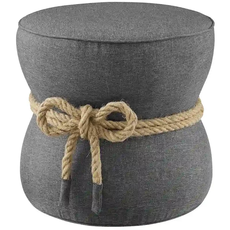 Pouffe en tissu capitonné avec cordage marin