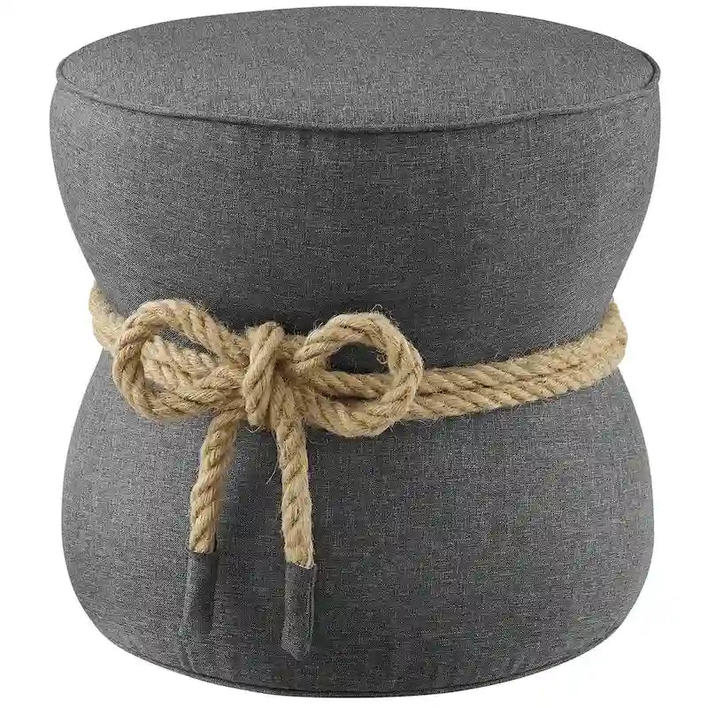 Pouffe en tissu capitonné avec cordage marin