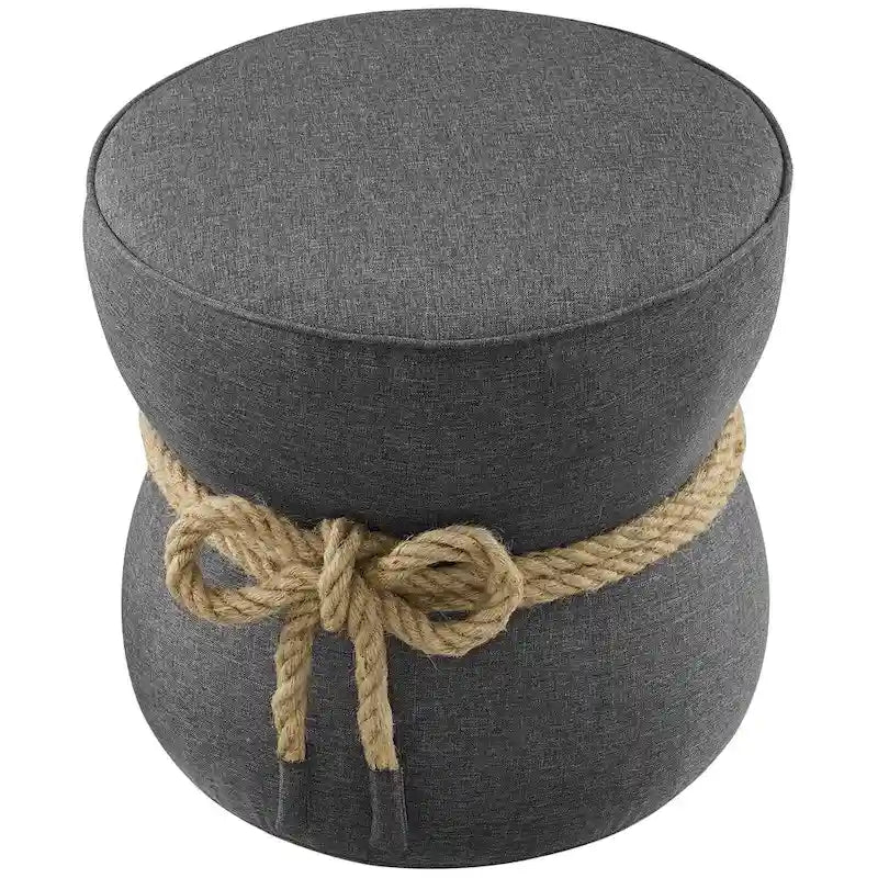 Pouffe en tissu capitonné avec cordage marin