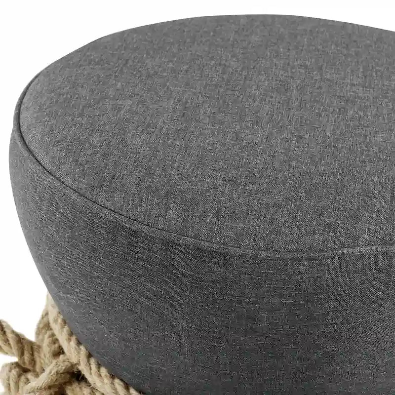 Pouffe en tissu capitonné avec cordage marin