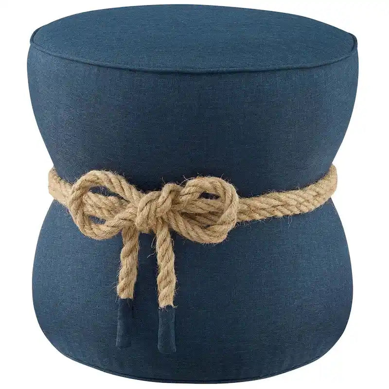 Pouffe en tissu capitonné avec cordage marin