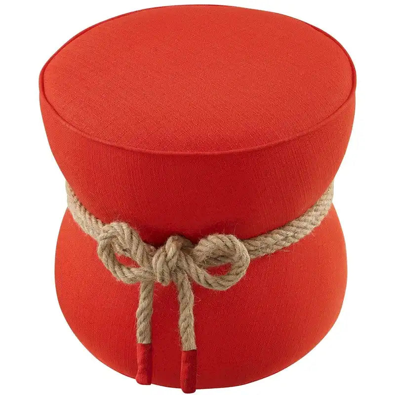 Pouffe en tissu capitonné avec cordage marin