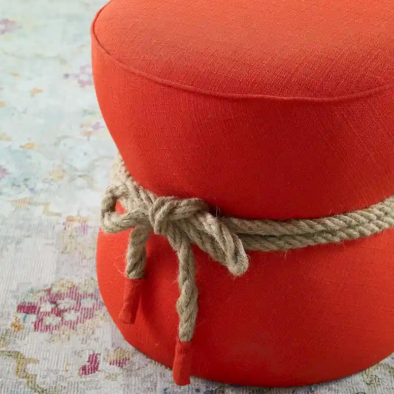 Pouffe en tissu capitonné avec cordage marin