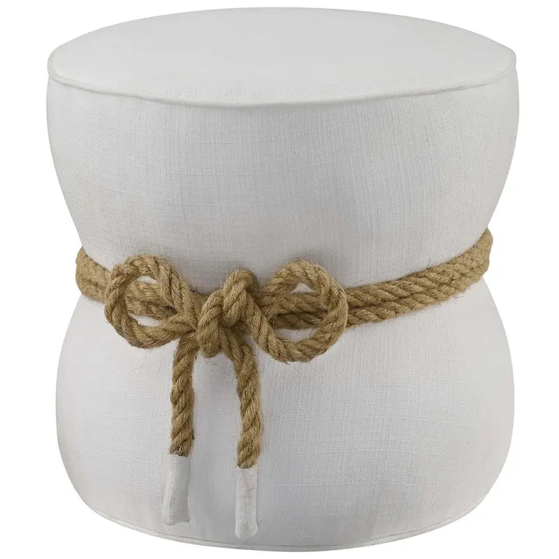 Pouffe en tissu capitonné avec cordage marin