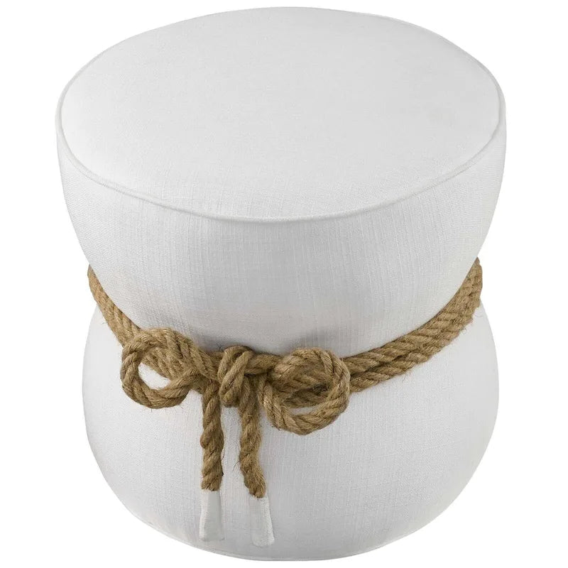 Pouffe en tissu capitonné avec cordage marin
