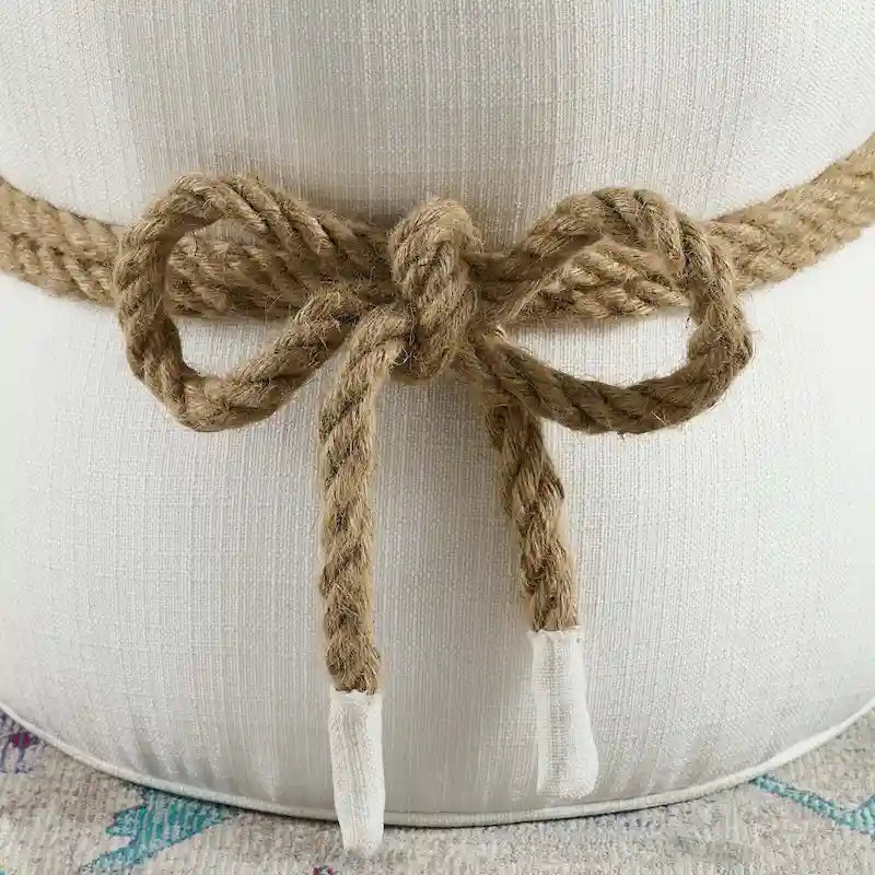 Pouffe en tissu capitonné avec cordage marin