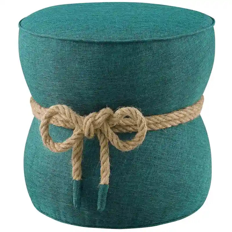 Pouffe en tissu capitonné avec cordage marin