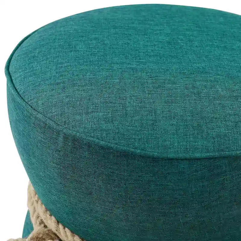 Pouffe en tissu capitonné avec cordage marin