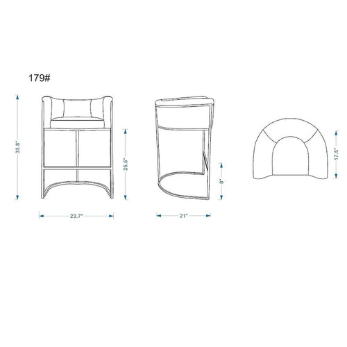 Tabouret de bar en métal noir, hauteur comptoir, 33,8 po (ensemble de 3)