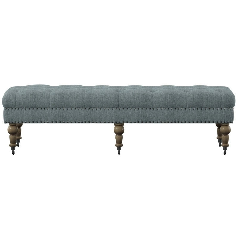 Banc capitonné bleu clair de 62 pouces